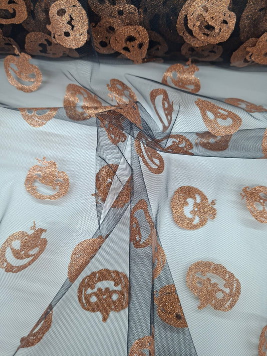 Tulle Halloween cuivre 100 % polyester - vendu par 50 cm