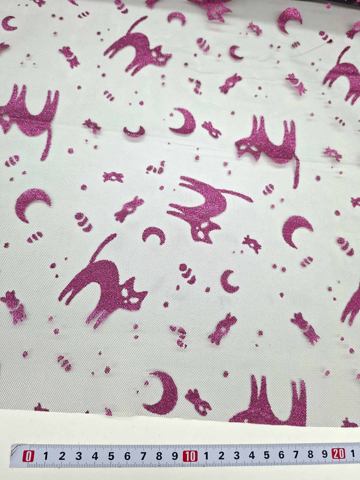 Tulle Halloween violet 100 % polyester - vendu par 50 cm