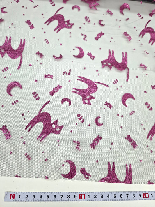 Tulle Halloween violet 100 % polyester - vendu par 50 cm