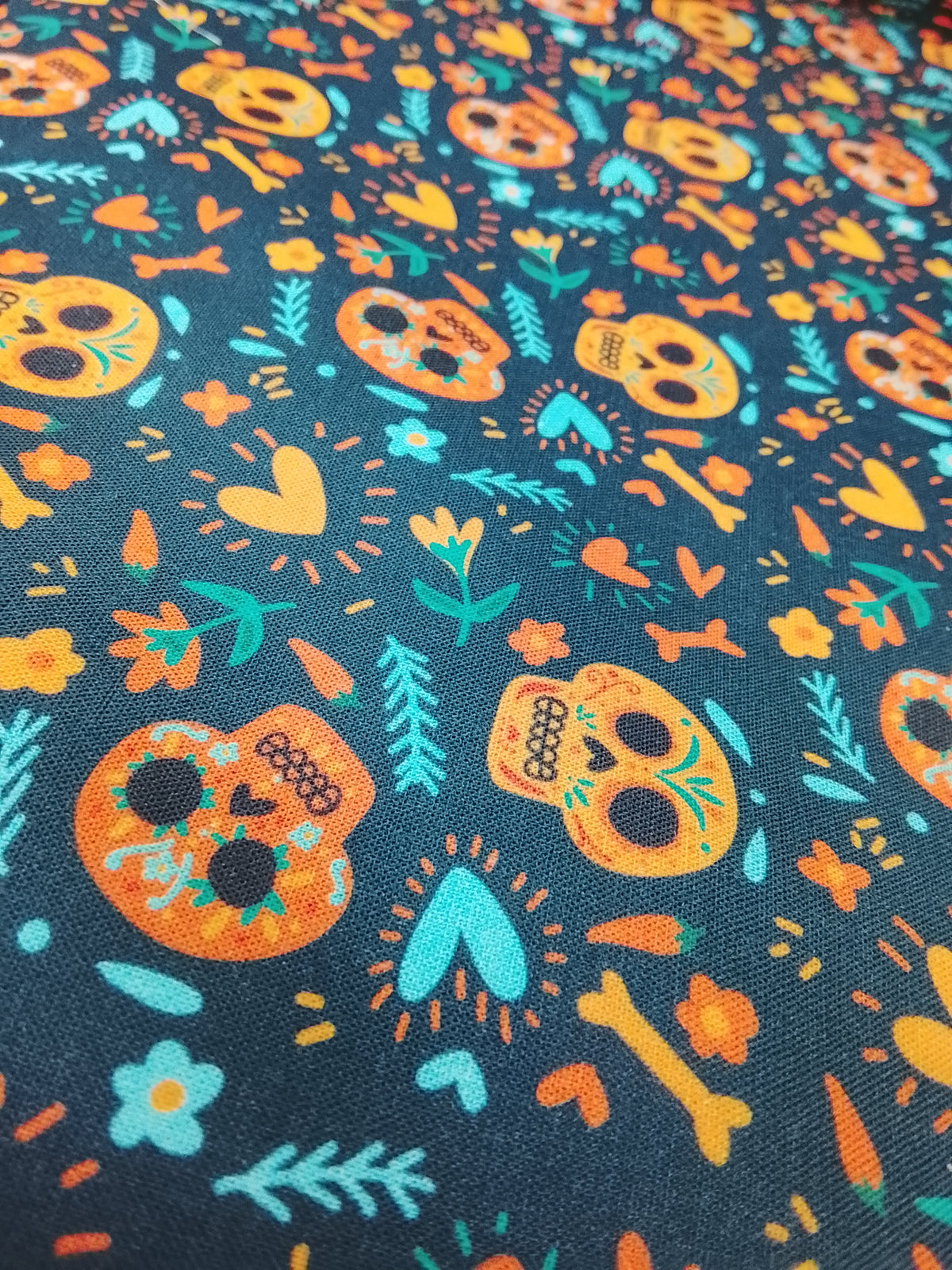 Tissu coton Halloween bleu nuit - vendu par 50 cm